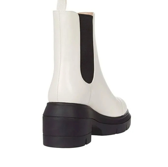 Stuart Weitzman Noxon White Leather Lug Sole Chelsea Boots Chunky Platform - Picture 3 of 4